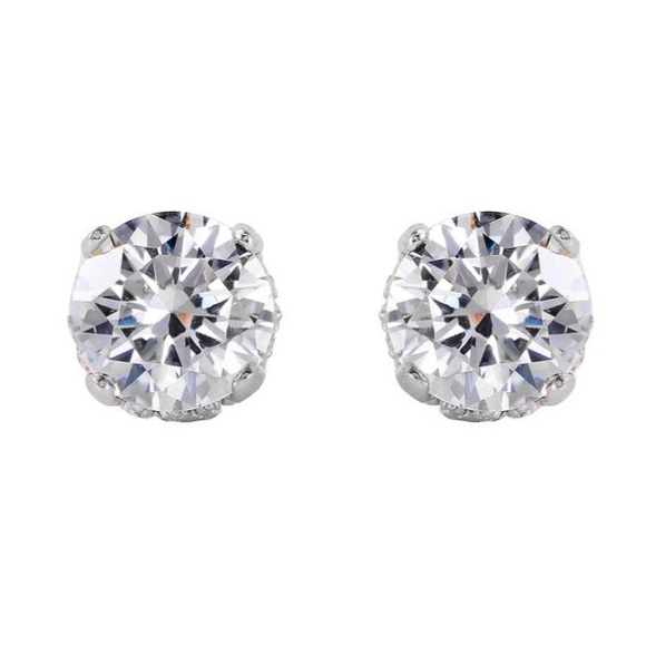 NWT JENNA Sterling Silver CZ Stud Earrings - Picture 3 of 4